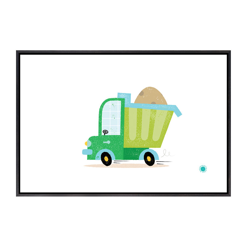 Dumper Truck - impression d'art graphique, H 40 po x l 60 po x 1,5 po, Pas de tapis, Toile avec cadre noir patiné