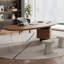 Bureau à 2 tiroirs brun noisette + bois massif noir + fer + acrylique + Barenia-573039979-573039983
