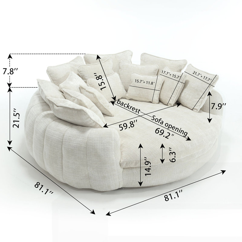 Modern oversized sofa bed with armrests, Beige