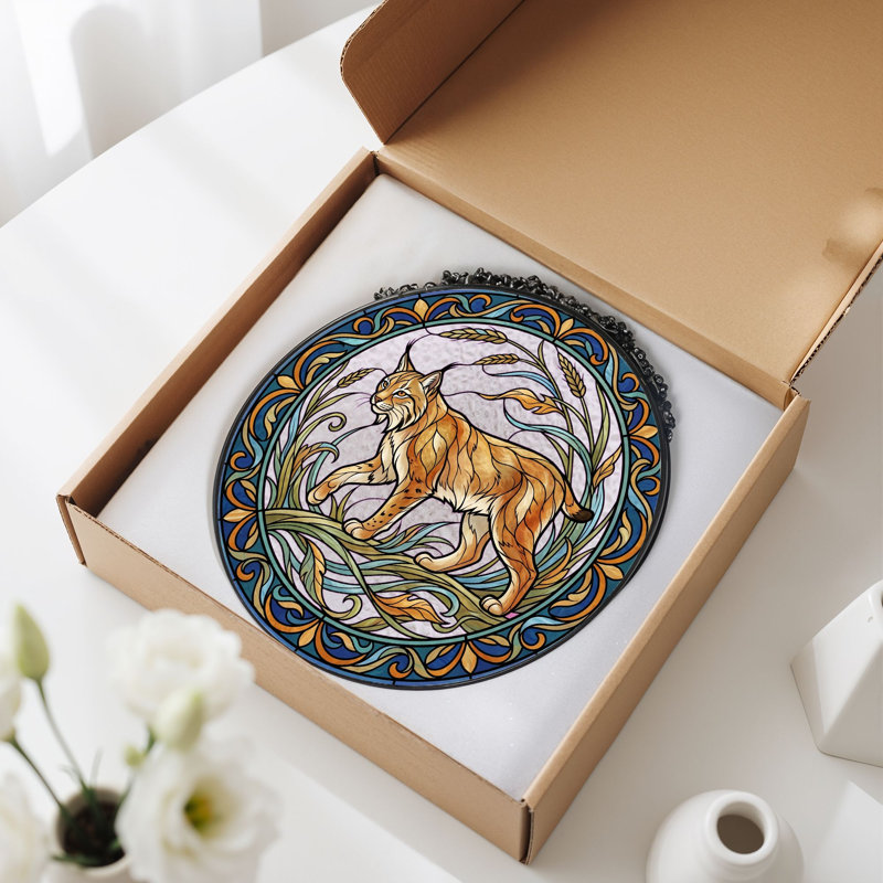 Panneau de vitrail Lynx Artwork, 7,8 H, H 7,8 po