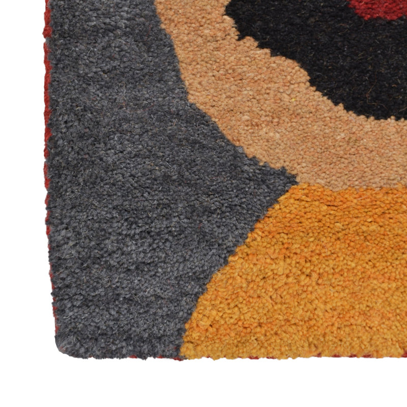 Jalisa Hand Tufted Wool Eco-Friendly Area Rugs - Square, Multicolor, Contemporary Modern Design, High Pile Thick Handmade Anti Skid Area Rugs for Living Room, Bed Room