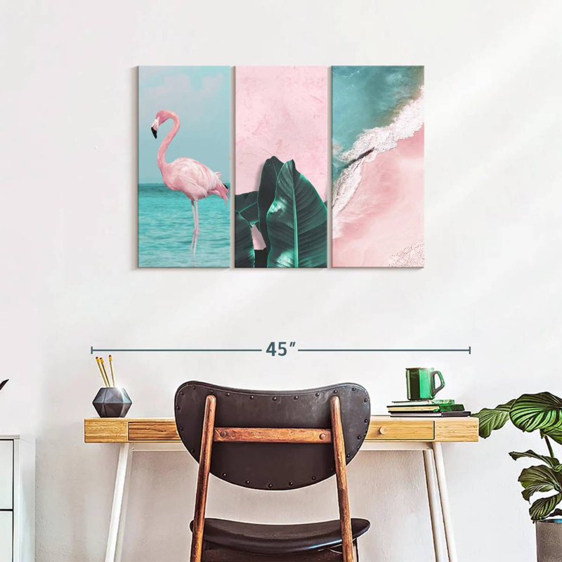 «Pink Paradise», ensemble de 3 reproductions sur toile 3 pièces, H 24 po x l 38 po x P 1,25 po