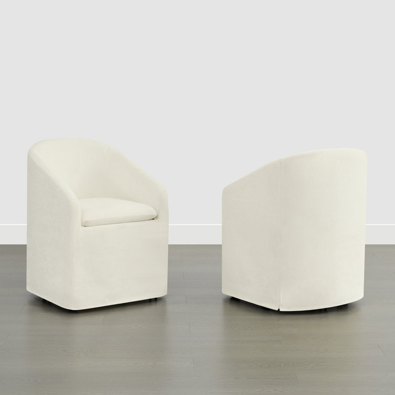 Chaise rembourrée avec housse lavable et roulettes, Lin lin