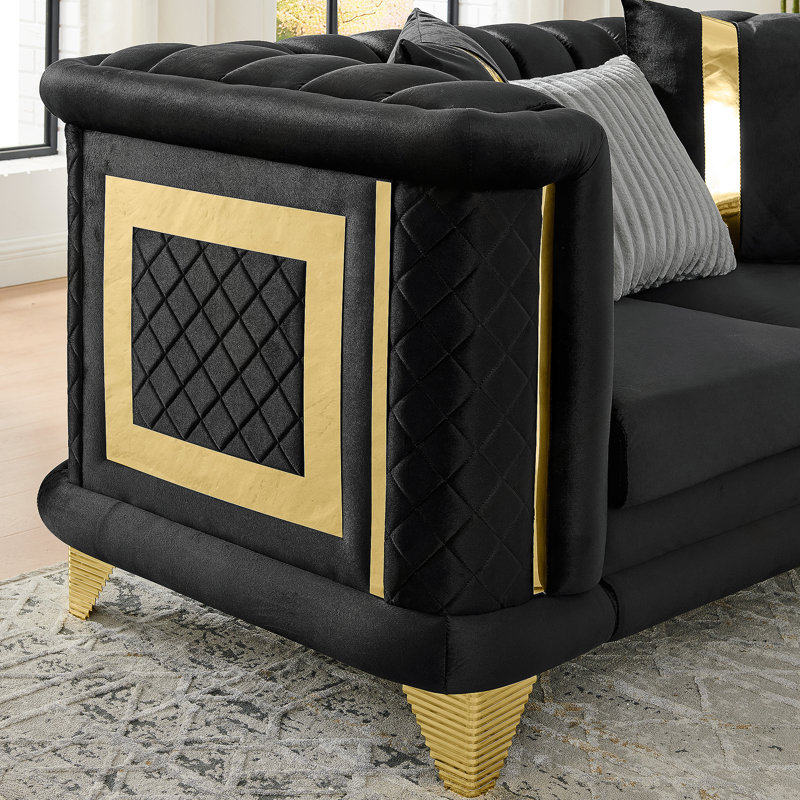 2 Piece Velvet Loveseat Living Room Set