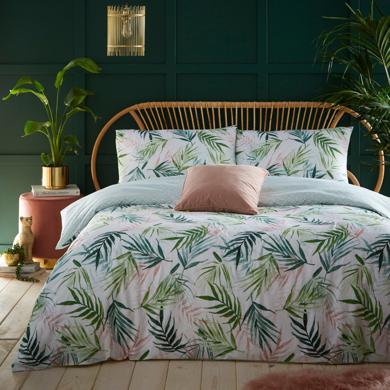 Cotton Blend Floral Duvet Cover Set with Pillowcases Included, King Duvet Cover + 2 Standard Pillowcases