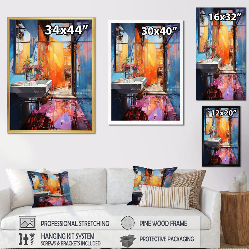 Lilliann Bathroom Abstract Reflections I, reproduction d'art sur toile, H 40 po x l 30 po x P 1,5 po, Cadre flottant noir