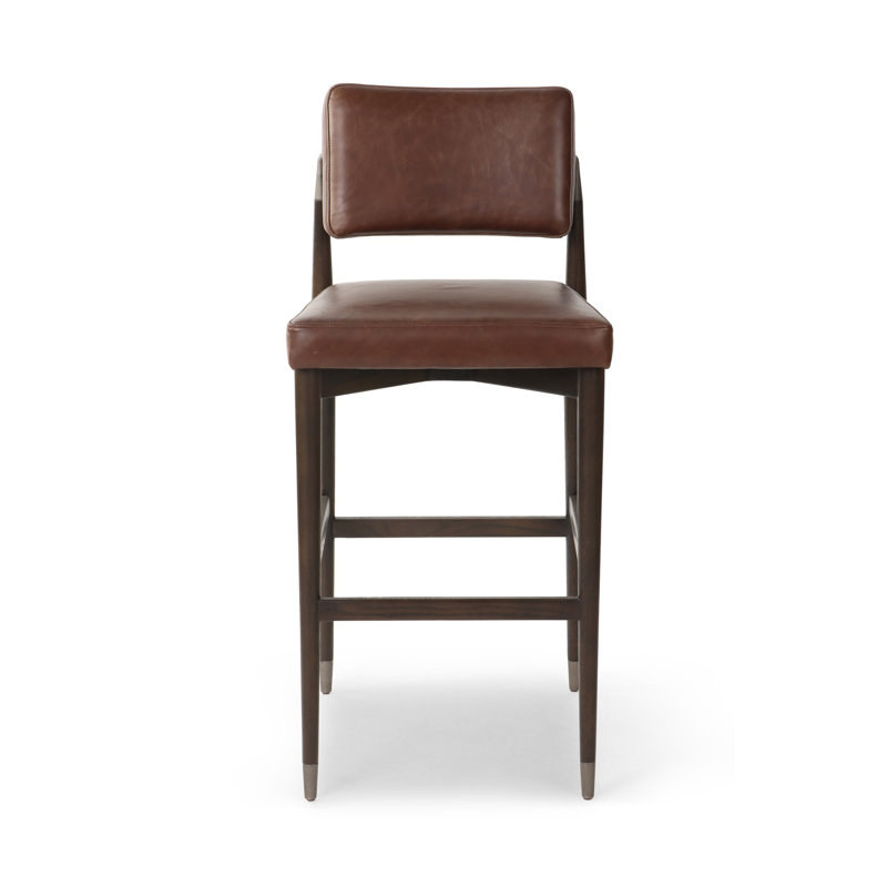Anton Stool-Havana Brown-Bar, Cognac Genuine Leather, Bar Stool (31" Seat Height)