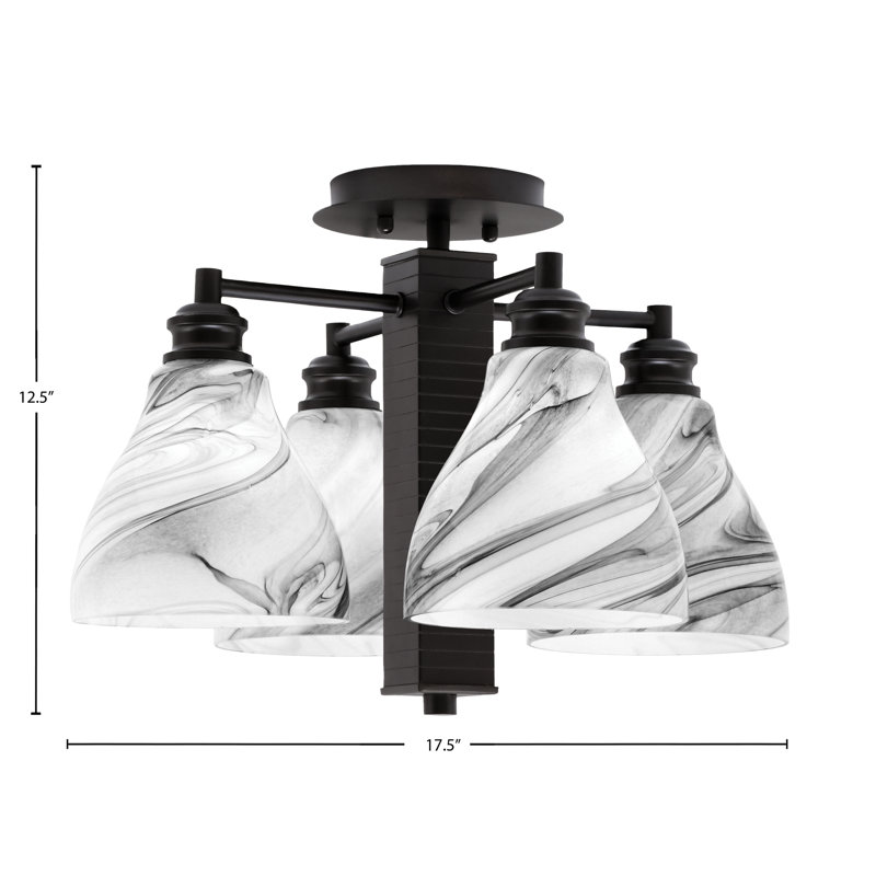 Edge 4 lumières semi-encastrées avec verre tourbillon onyx 6,25 po, Espresso