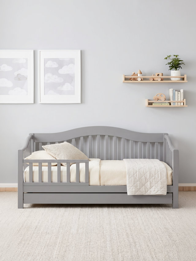 Gray toddler bed