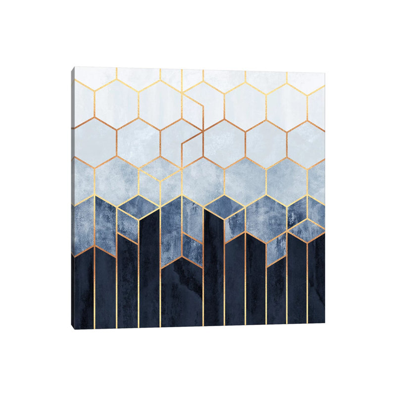 Soft Blue Hexagons by Elisabeth Fredriksson - Wrapped Canvas Print, 45.72 cm H x 45.72 cm W x 1.91 cm D, No Frame