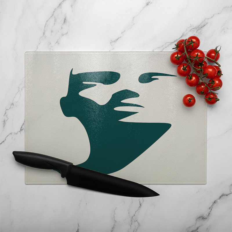 Elegant silhouette Designer Glass Chopping Board, 28cm L x 20cm W