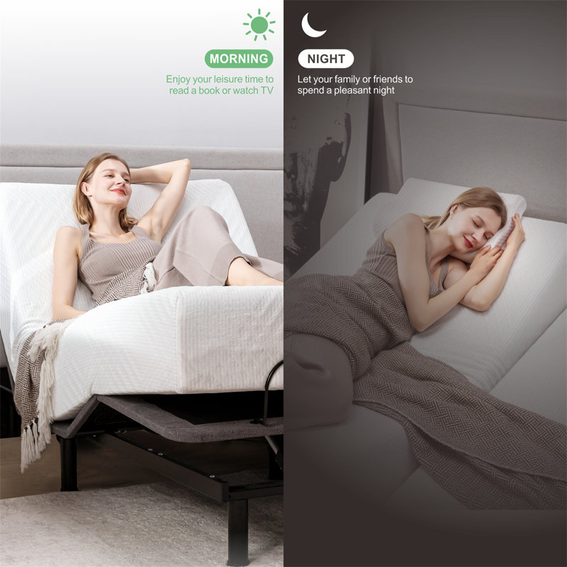 Zero Gravity Adjustable Bed with Massage and Wireless Remote, 8'' Memory Foam Mattress Include, Twin XL