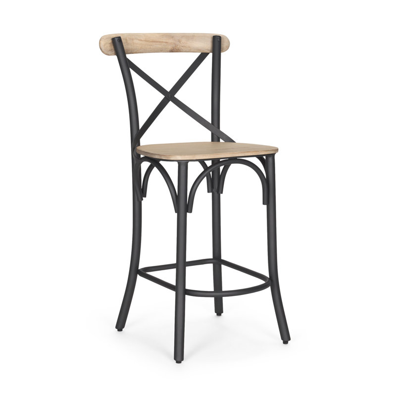 Chaise de bar 26 po en bois massif et gris