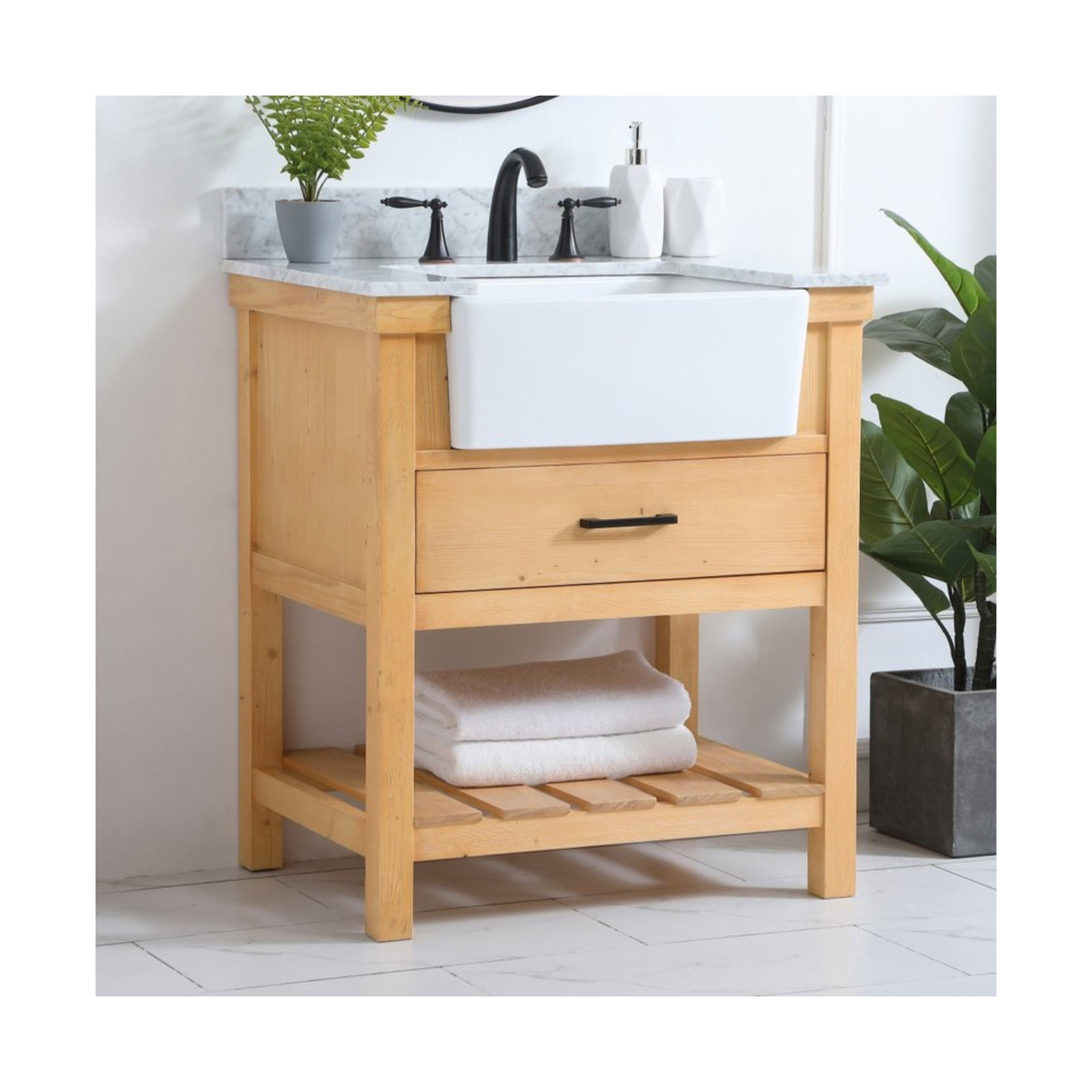 Pelaghia 30'' Single Bathroom Vanity, Natural Wood