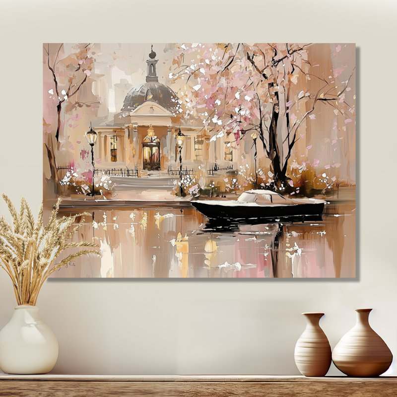 Aquarelle, décoration de jardin Amsterdam en hiver II - Amsterdam, H 34 po x l 44 po, Wrapped Canvas, Does Not Apply