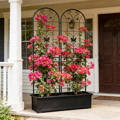 Lifesky Double Rustproof Garden Trellis: 2-pack 86.7\" X 19.7\" Metal Plant Support - Modular Expandable Design For Climbing Flowers & Vines Outdoor
