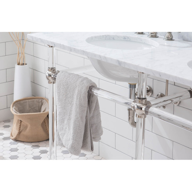 Empire Stone Oval Console Bathroom Sink with Faucet and Overflow, Polished Nickel