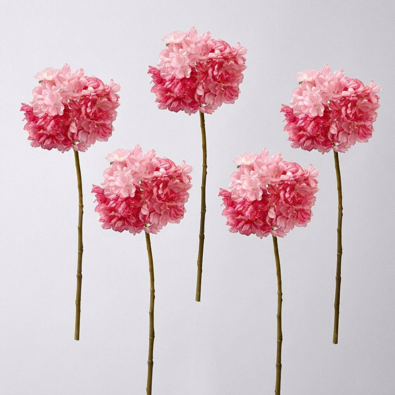 5 pièces d'arrangements floraux en soie artificielle rétro, Rouge rosé