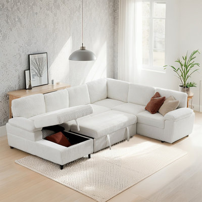 Canapé modulaire convertible en forme de L avec rangement - Canapé moderne rembourré pour le salon, les sièges supplémentaires et l'espace de rangement