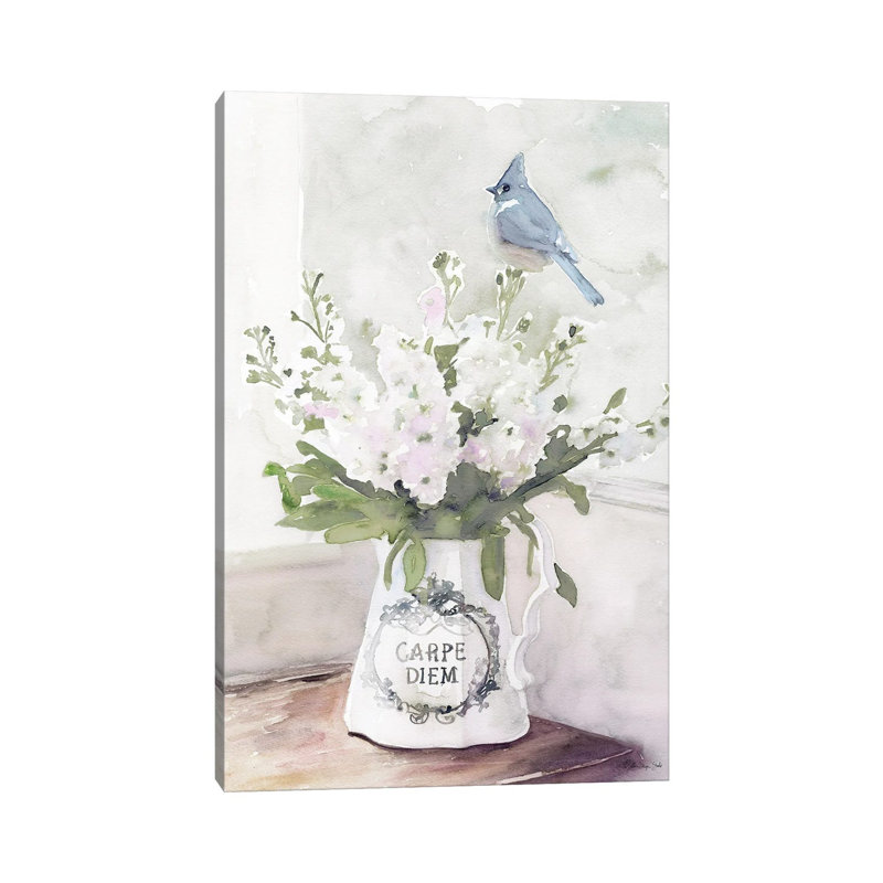 Parisian Pot III by Stellar Design Studio - Painting on Canvas, 101.6 cm H x 66.04 cm W x 1.91 cm D, White Floater Frame