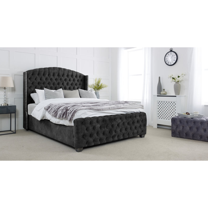 Ginnie Upholstered Bed, Black, Single (3')