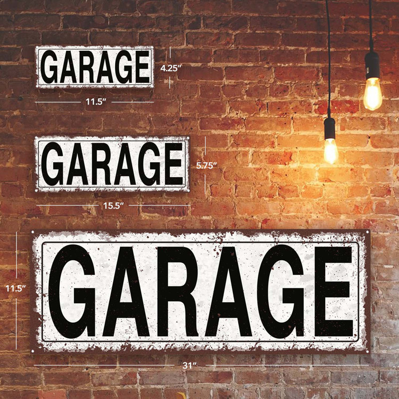 Enseigne de garage en métal, H 5,75 po x l 15,5 po x P 0,04 po