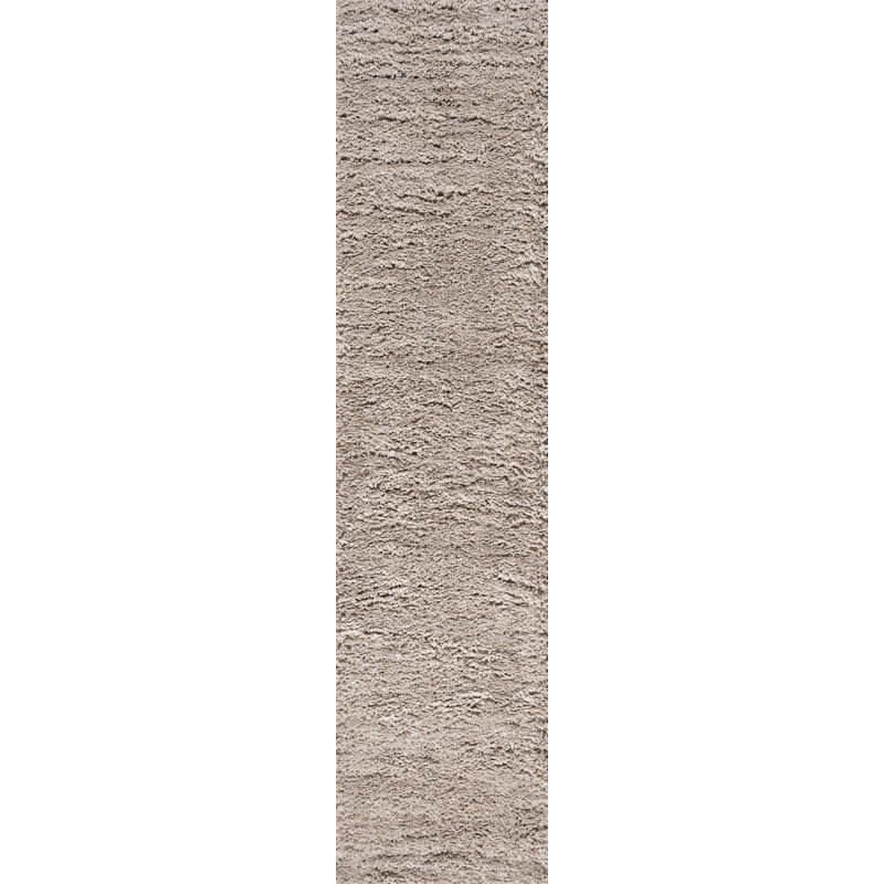 Anttwan Solid Shag Light Beige Rug, Runner 2' x 10'