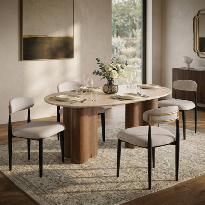 Sintered Stone Top 5-Piece Dining Table Set