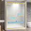 Porte de douche coulissante double en aluminium brossé 61 "à 66" x H 76 "en or brossé avec verre trempé givré de 1/4", poignée double