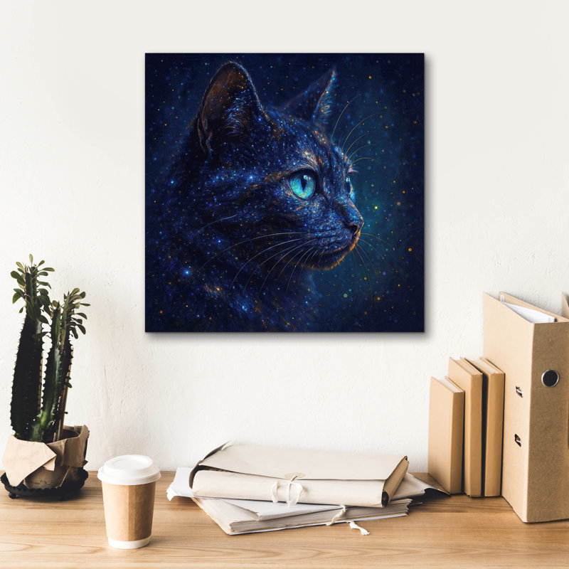 Toile épique Graffiti «Feline Starlight» par Rey Klimt, 18 po x 18 po, H 18 po x l 18 po