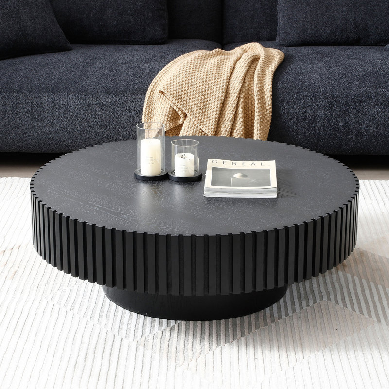 Petite table basse ronde de 35,43 po, Noir