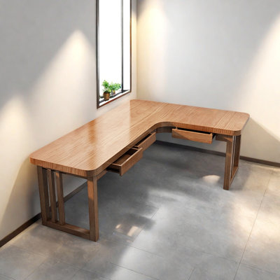Solid Wood L-shaped Desk Drawers