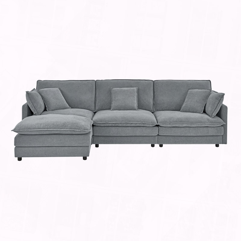 Canapé modulaire en L avec repose-pieds et canapé convertible surdimensionné pour 4 personnes Modern Home Living, Gris