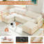 Canapé modulaire en velours côtelé de 131 po 131 po - Canapé surdimensionné en U avec repose-pieds 6 pièces beige-1937241439