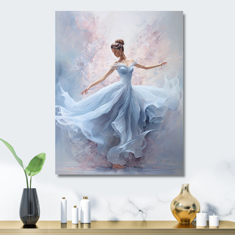 «Blue and White Woman Ballet Solitude I», art mural spirales abstraites en métal, H 20 po x l 12 po x P 1 po