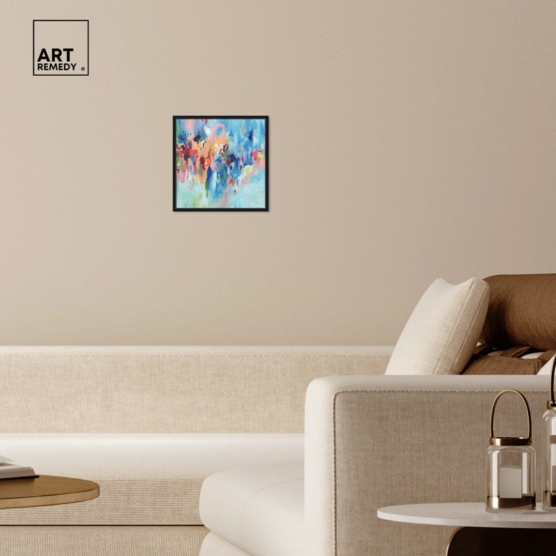 Art mural d'art moderne sur toile encadrée bleue 1 57079, Cadre noir, H 13 po x l 13 po