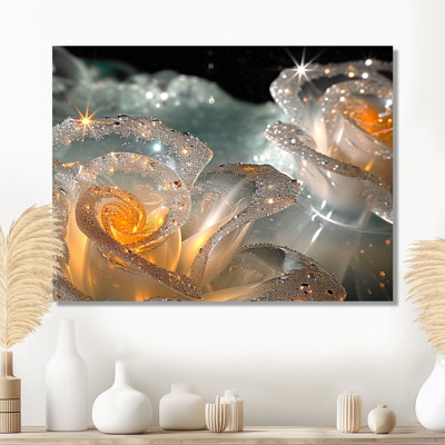 Sparking roses translucides Golden Glam Core - Rose Art mural salon