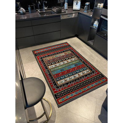 Tapis décoratif multicolore à motifs clairs et multicolores