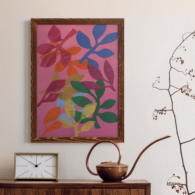 Vivid Stems III - Single Picture Frame Painting on Canvas, Maple Framed, 17" H x 20" W x 1" D