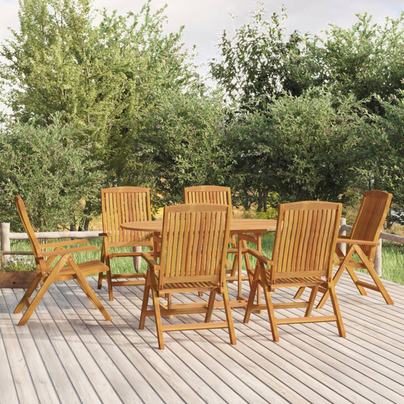 Braya 6 - Person Solid Wood Patio Dining Set Rectangular Table
