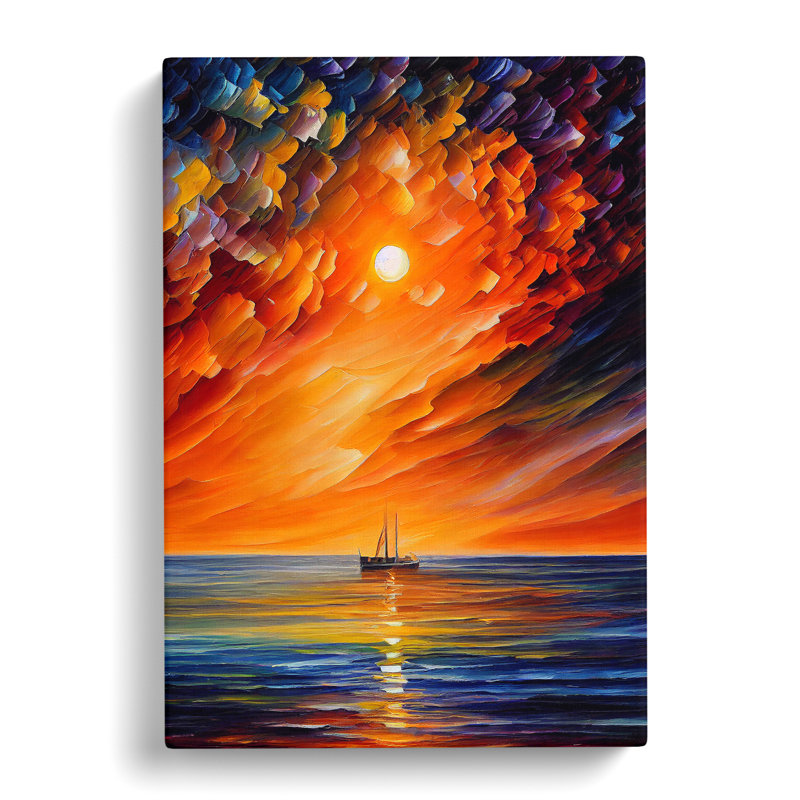 Boats Under the Sunset No.2 - Wall Art, Wrapped Canvas, 50cm H x 35cm W x 3cm D, No Matte