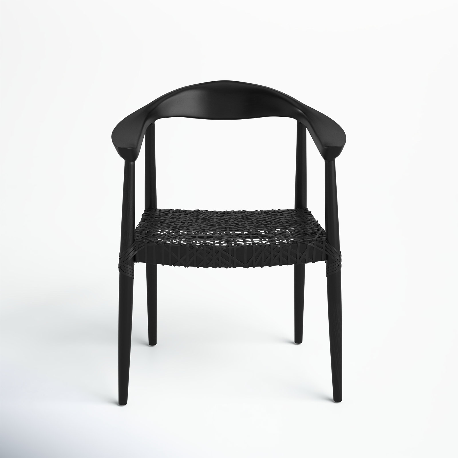 Kazbah Genuine Leather Acacia Armchair, Black