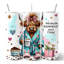 Gobelet 20 oz Highland Cow Mom Life avec couvercle et paille en acier inoxydable Sarcastic