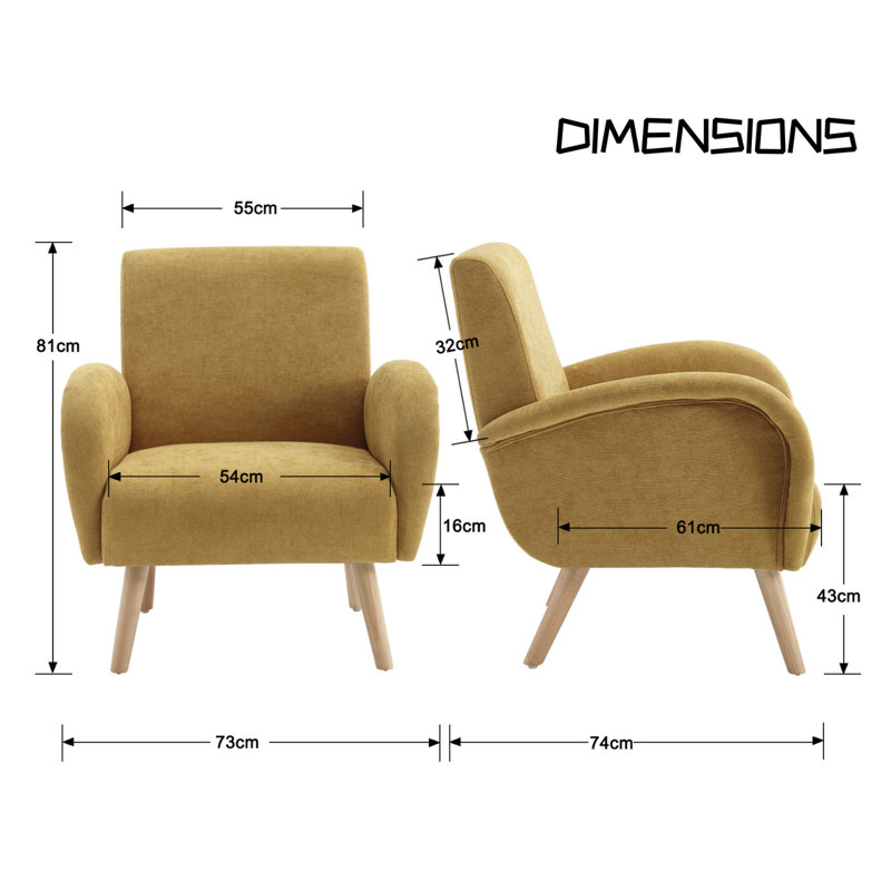 2 - Piece Living Room Set, Yellow, Chenille