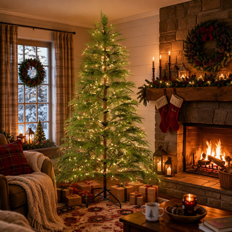 Arbre de Noël artificiel complet 6 pi avec lumières DEL et base en métal, arbre complet 612 pointes, décoration de Noël