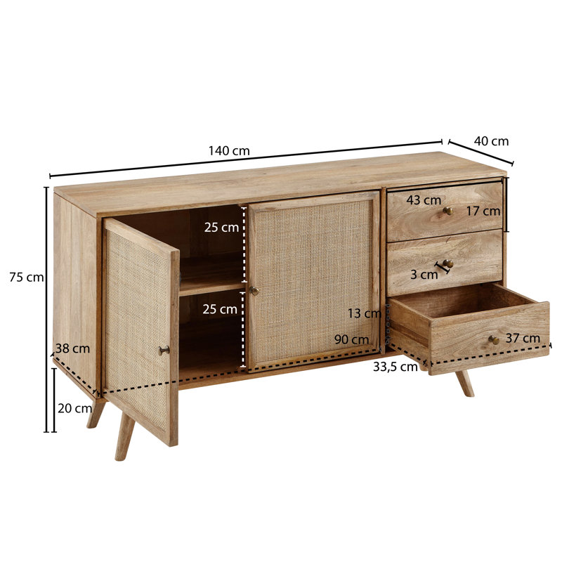 Sighwaldi 140cm Solid Wood Sideboard