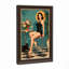 Tableau sur toile représentant une pin-up rétro en maillot de bain noir sur un tabouret chromé-1763706436