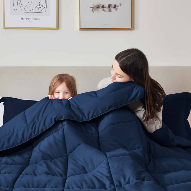 All Season Solid Down Alternative Comforter, Queen Comforter, Navy