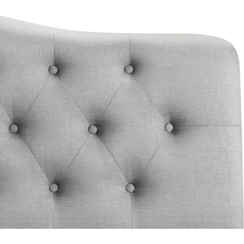 Linen Upholstered Headboard-Modern-Adjustable Height-Button Tufting, Twin, Gray