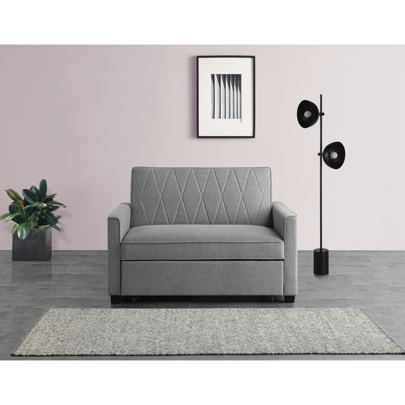 Gwendolynne 2 Seater Chenille Sofa Bed, Peppered Grey